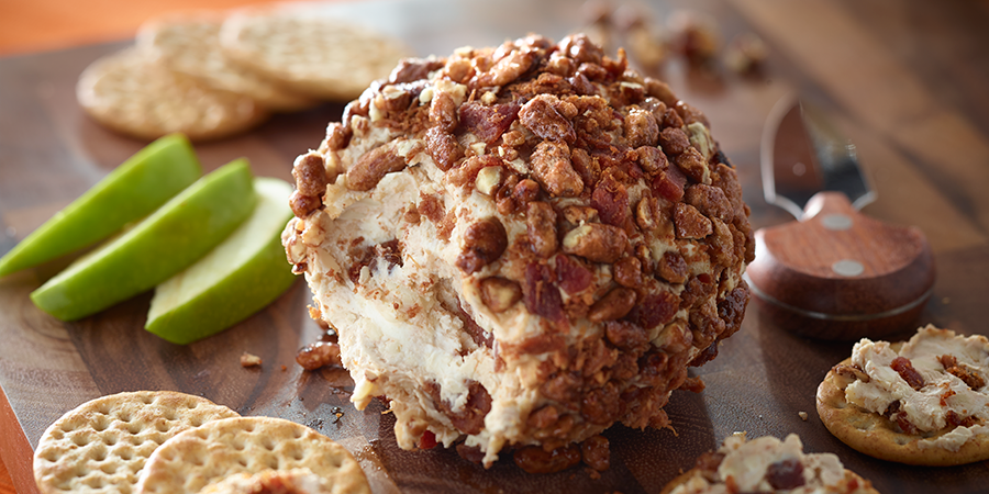 Candied Pecan, Bacon and Apple Butter Cheeseball